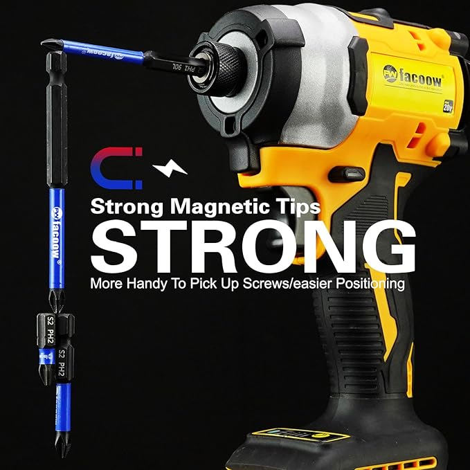 15 Pack Phillips Impact Driver Bits, #3 Phillips Head Magnetic Screwdriver Bits Set, 2 Inch S2 Alloy Steel Impact Bits, 1/4" Hex Shank Screwdriver Drill Bit, CNC Machined ph3 Impact Drill Bits