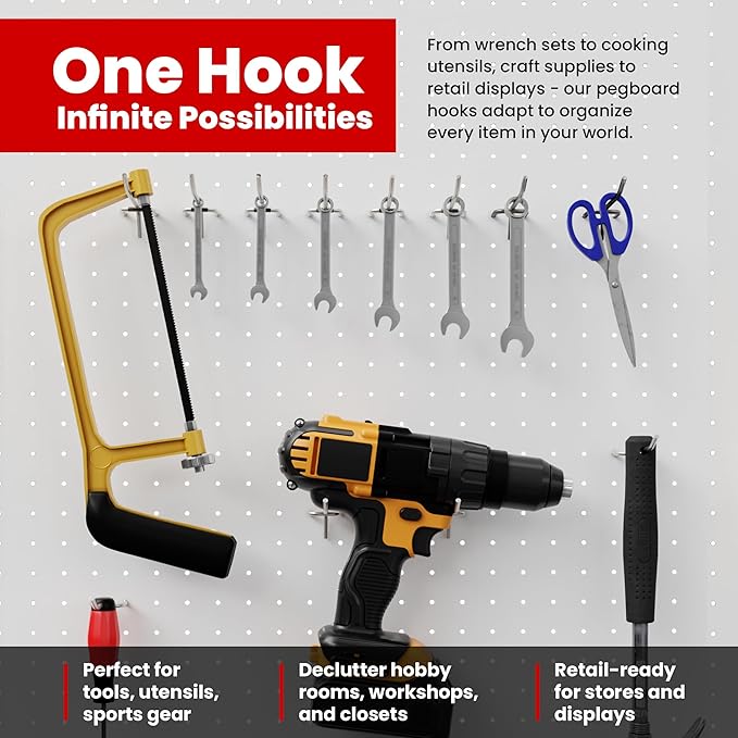 100 Pack PEG Board Pegboard Shelving Hooks 2" Length Wholesale Lot