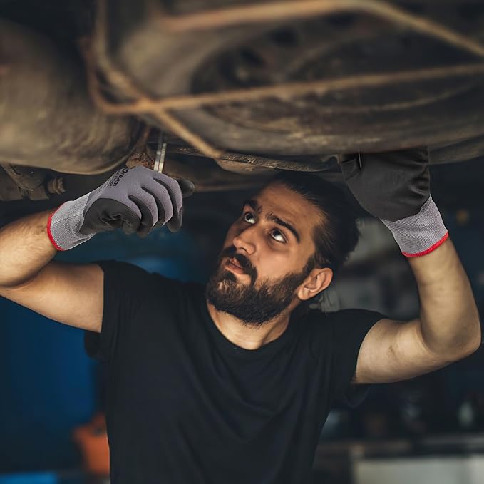 Micro-Foam Nitrile Coated Gloves-12 Pairs, Seamless Knit Design, Perfect for Home Projects and Construction