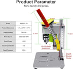 Mini Drill Press, Benchtop Drill Press, Portable Electric Drilling Machine, CNC 795 Motor, B10 Chuck, Drill Bit and Clamp for Metal Wooden Jewelry DIY and Crafts Projects