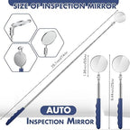 1 Pcs Telescoping Inspection Mirror Mechanics Automotive Tool with Long Handle Extendable Mirror on a Stick for Technicians Mechanics Contractors Checking Observation(Blue,Round)