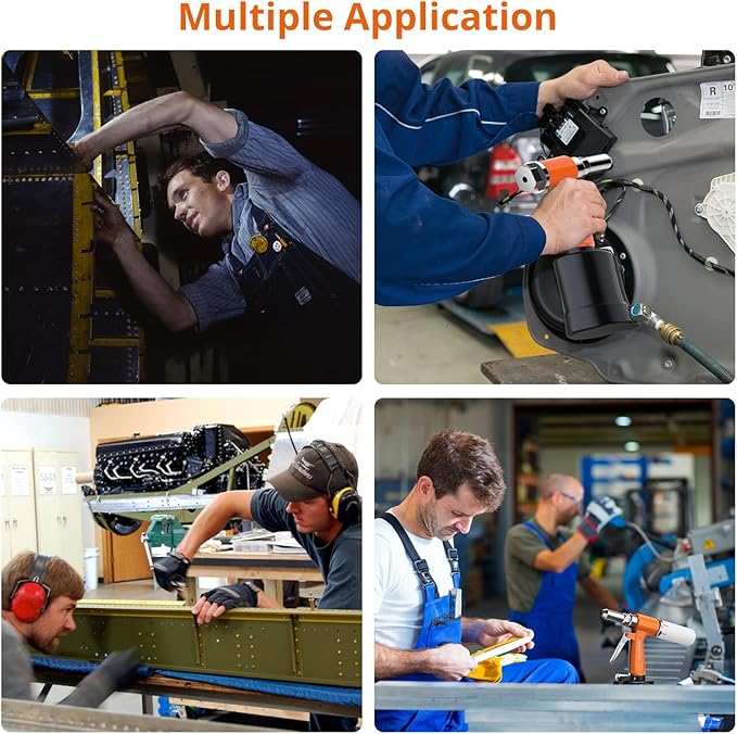 Proster Pneumatic Riveter - 3917LBF Pulling Pneumatic Rivet Gun, Heavy-Duty Air Pop Riveter 3/32", 1/8", 5/32", 3/16" and 1/4" Capacity