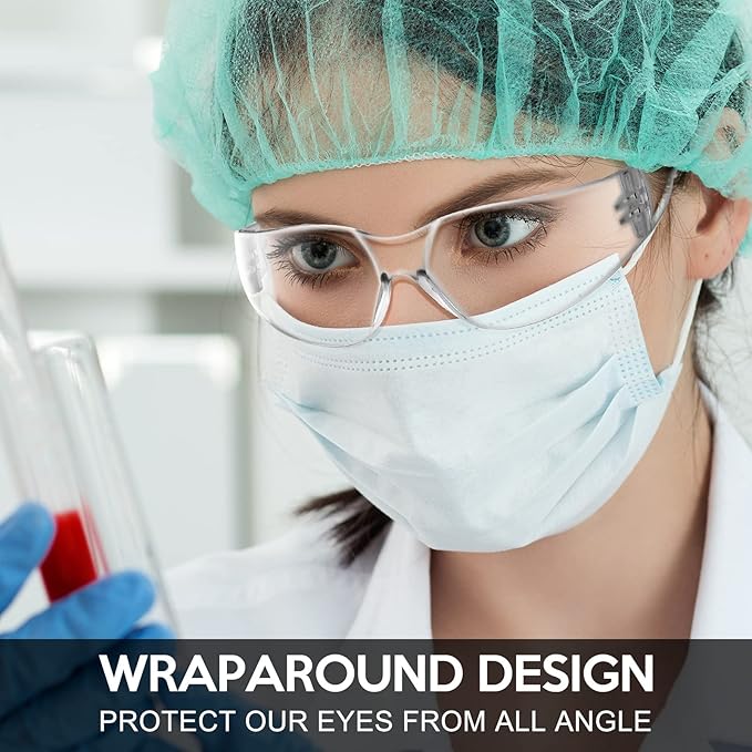 48 Pack Safety Glasses Bulk Clear Safety Goggles Black Tinted Eye Protection Glasses Anti Dust Impact Scratch Resistant Protective Eyewear for Men Women Work Lab Construction Carpentry Shooting