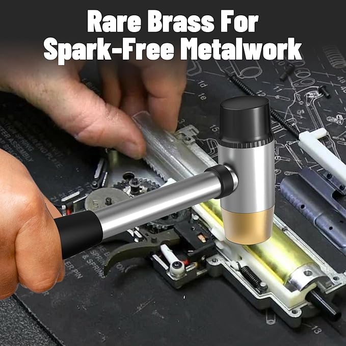 Small Brass Hammer with 4 Interchangeable 1-Inch Heads: Brass, Nylon, Aluminum, Rubber, Hammer Mallet for Jewelry, DIY Projects and More