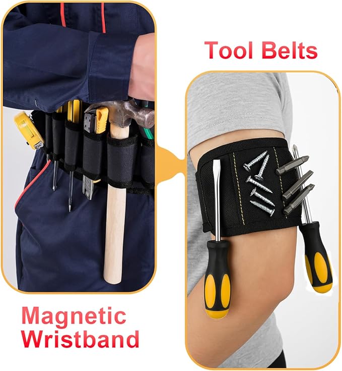 15 Inch Heavy Duty Tool Bag-48 Pockets,1680D Tear&Abrasion Resistant,Includes Tool Pouch,Tool Belt,Magnetic Wristband&Adjustable Shoulder Strap | Tool Organizer(Brown)