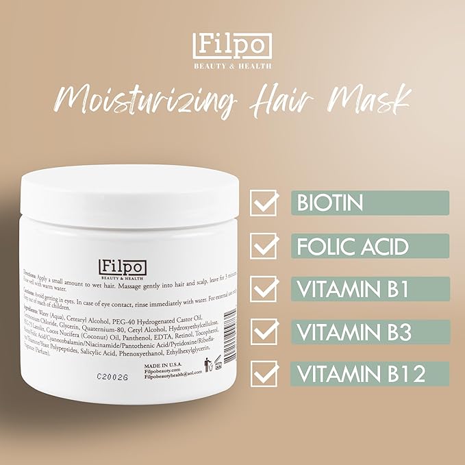 FILPO Coconut Milk Hair Mask - Deep Conditioning with Coconut Oil and Argan Oil for Dry, Damaged, Curly Hair Growth & Sulfate Free Hair Care-VeraVaultWomen