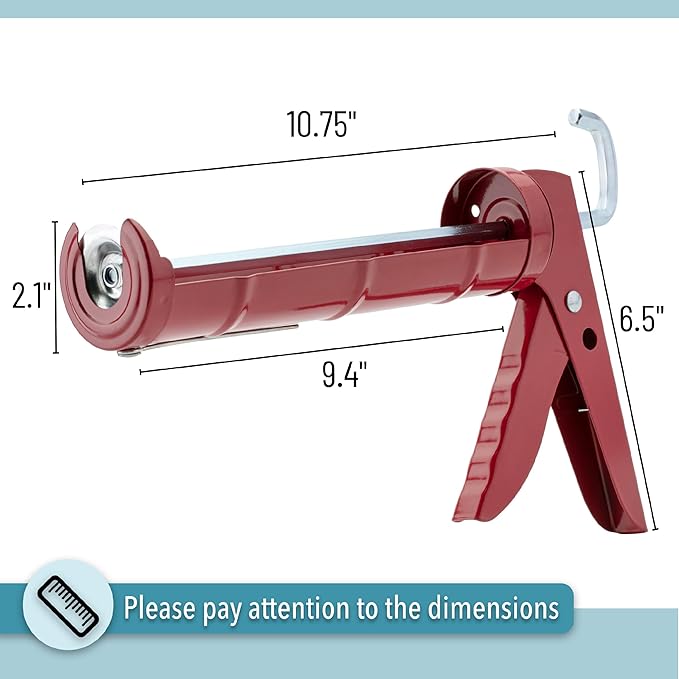 Bates- Caulking Gun, 10:1 Thrust Ratio, Red, Caulking Tool Gun, Caulk Gun No Drip, Hand Caulking Guns, Silicone Gun, Caulking Gun Tool, No Drip Caulk Gun, Caulk Guns, Caulking Gun Dripless