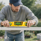Digital Level and Protractor, 10 Inch IP54 Protected Electronic Bubble Inclinometer Angle Finder Gauge with Large LED Backlight Display & Magnetized V-Groove Base Carrying Bag Included (Orange)