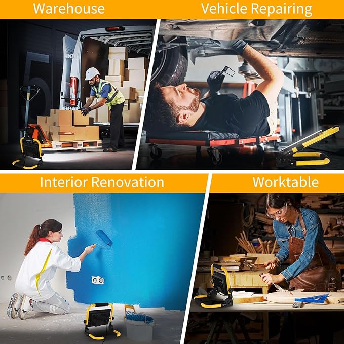 30 Watts LED Work Light, 3600 Lumens Outdoor Flood Light with 16ft Cord & Switch, IP66 Waterproof Portable Working Lighting with Stand, 5000K Dayight Worklight for Job Site Garage Workshop