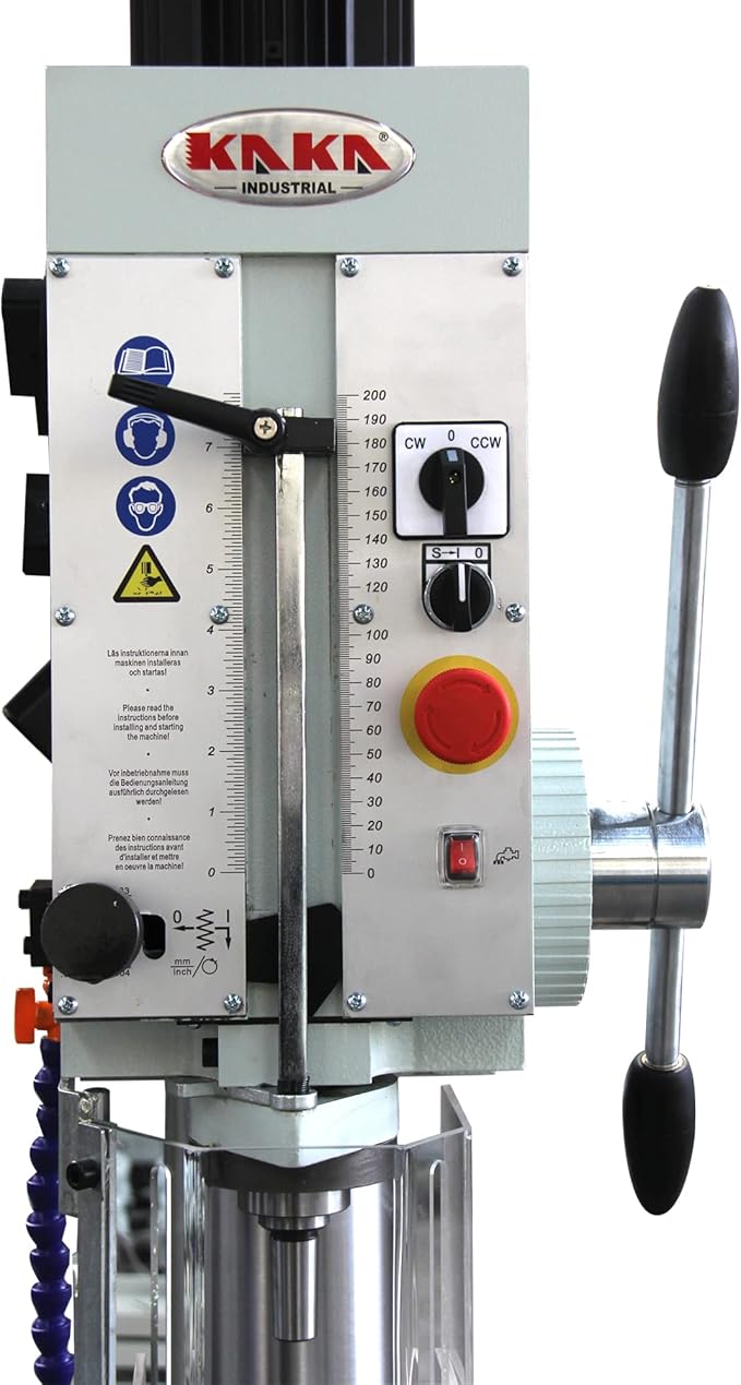 KAKA INDUSTRIAL Gear Head Vertical Drill Press, 2.2kW 220V 3-Phase, 8-Speed (108-1800 RPM), 40mm Max Drilling,150mm Spindle Travel,MT4 Taper,DRO Depth Control GD-40