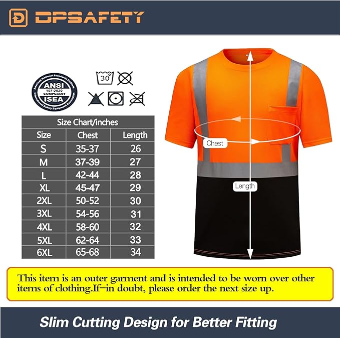 High Visibility Shirts Quick Dry Safety T Shirts with Reflective Strips and Pocket Short Sleeve Mesh Hi Vis Construction Work Class 2 Shirt for Men/Women Black Bottom Orange,XL