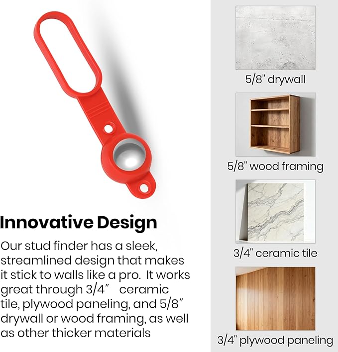 (2-Pack) Calvana Magnetic Stud Finder - 27 lbs of Pull Power Stud Ball, Detects Nails, Screws, and Metal, Through 5/8" Drywall, Wood or 3/4" Plywood Paneling, No Batteries Required, 52300