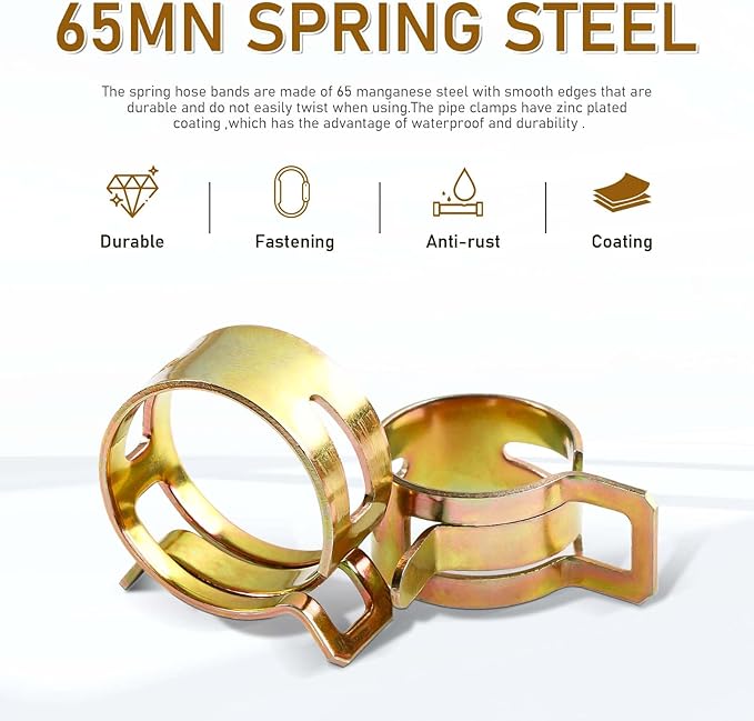 111pcs 6-22mm Spring Band Hose Clamp Kit,Tube Fastener Clips For Fuel Line Water Clamps