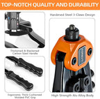 Rivet Gun Kit, 1/4 Pop Rivet Gun Kit with 210Pcs Blind Rivets and 5 Tool-Free Interchangeable Rivet Heads, 13" Heavy Duty Manual Hand Riveter Tool for Metal, Plastic & Automotive