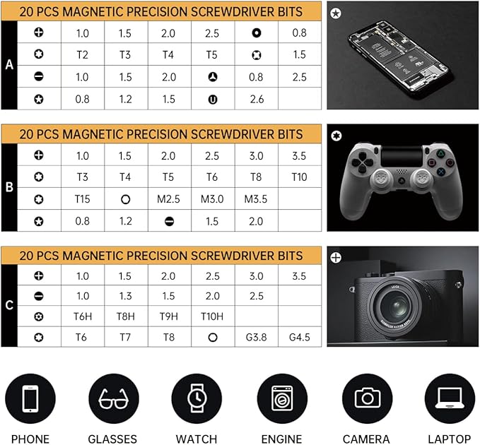 Mini Electric Screwdriver,JAKEMY Adjustable Torque Power Screwdriver Dual-mode Cordless Magnetic Precision Torx Screwdriver Bit Repair Tool kit USB Rechargeable with LED light for Electronics Consoles