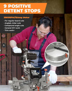 12-inch Compound Miter Saw with Double Bevel Cutting (-45/0/+45), Laser Guide, 9 Positive Stops, 3800RPM, 15Amp Miter Saw with Extension Table, 4.2x13in Cutting Capacity