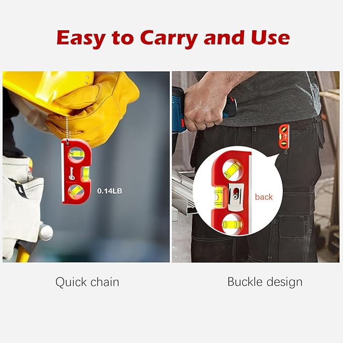 Sanung Levels, Portable Triple Bubble Level with Magnetic Base, Vertically Horizontally 45 Degree Measuring for Home Use, Set of 2