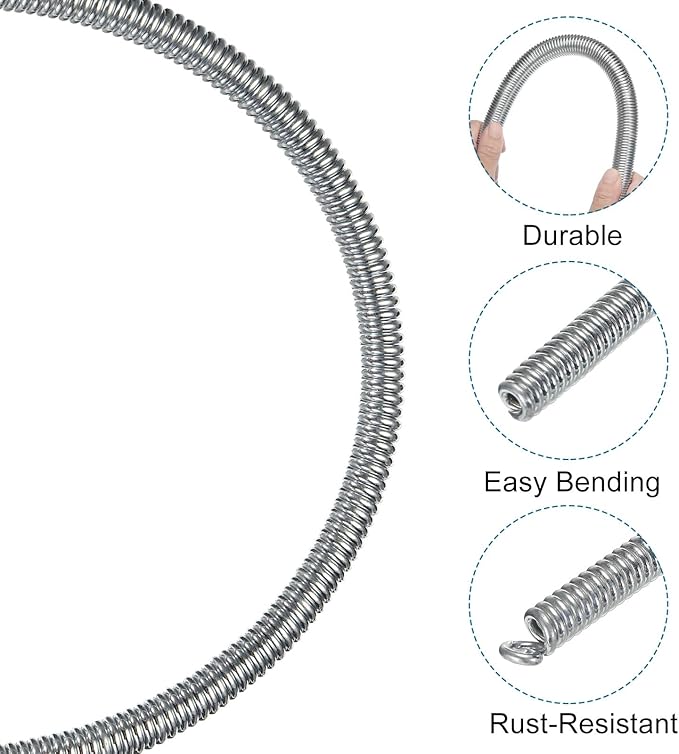 MECCANIXITY Spring Tube Bender OD 6.5mm/0.26" Steel Spring Pipe Copper Tubes 1100mm/43.31" Long for 3/8" Copper Pipe(10mm) in Home Renovations,Electrician Wiring Bending Pipe(insert-pipe use)