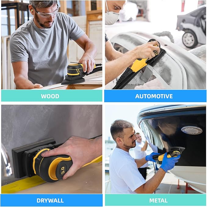 350W 3A Electric Delta Random Orbital Sander Mouse Sander with Pluggable Wire, Sanders for Woodworking, Primary Wood and Panel Processing,3MM