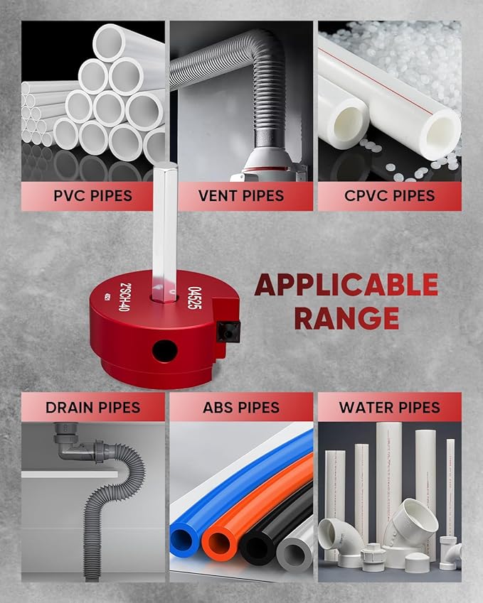 Saker PVC Pipe Reamer Kit, PVC Fitting Saver with 2inch Head, For SCH40, ABS Pipe,CPVC Perfect for Plumbing Repairs, Fits Standard 1/2" Drill