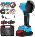 Brushless Cordless Angle Grinder Kit, 28000rpm Mini Electric Angle Grinding Tool with 2x21V 2000mAh Battery and 6-Cutting Discs, Grinder Handheld Cutter for Metal Wood