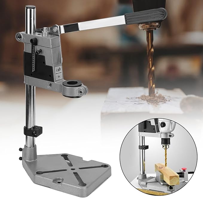 Drill Press Stand, Universal Bench Clamp Desktop Drill Holder Workbench Repair Tool with Single Hole Aluminum Heavy-duty Base