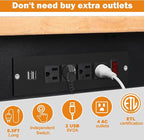 60" Adjustable Workbench for Garage, Rubber Wood Heavy Duty Workstation with Power Outlets & Wheels, 2000 LBS Load Capacity Hardwood Worktable for Workshop, Garage, Office, Home, Commercial