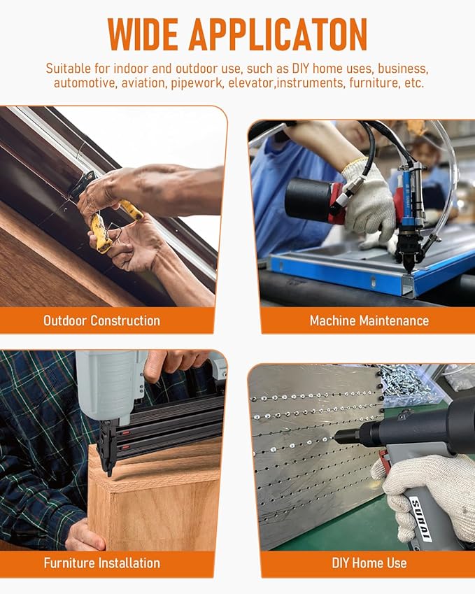 INCLY 1000PCS Aluminum Pop Rivets Assortment Kit, 14 Sizes Pop Rivets (3/32" 1/8" 5/32" 3/16" 1/4") with 5 Size 304 Stainless Steel Backup Washers, Assorted Blind Rivets for Metal with Storage Case