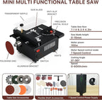 Mini Small Multi-Functional Table-Saw - Portable Crafts Table Saw Speed Angle Cutting Depth Adjustable Cutting Sanding Engraving for Wood Acrylic PCB Plastic