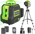 360° Laser Level with Tripod 40in, Self Leveling Laser Level with Pulse Mode, Li-ion Battery*2， Green Line Laser Leveler Tool for DIY Project