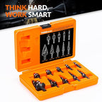 THINKWORK 5 Pcs Four Spiral Flute Step Drill Bit Set & 5 Pcs Countersink Drill Bits with Tool Box, Nitriding HSS Drill Bits for Metal, Aluminum, Wood, Plastic