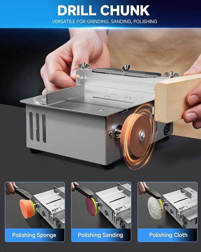 Mini Table Saw for Crafts, Multifunctional Portable Table Saws Adjustable Cutting Angle,Speed,SawDepth; Small Table Saw for Cutting, Grinding, Sanding All-in-one; Tablesaw