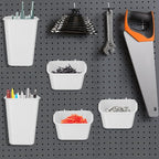 248PCS Pegboard Accessories Organizer Kit,1/8 and 1/4 inch Pegboard Hooks Assortment, Pegboard Bins, Metal Hooks for Hanging Storage (White Cup)