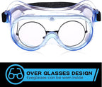 Yunsailing 30 Pack Protective Safety Goggles Clear Lab Over Glasses Anti Fog Eye Protection Goggles for Men Women(Clear Blue)