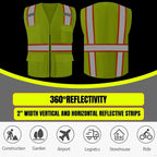 BeautyWill Custom Safety Vest Customized Logo Class 2 High Visibility Reflective Vest with Pockets Construction workwear