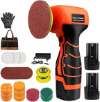 Cordless Sander, 3" Palm Sander with 2Pcs 16.8V 3.0Ah Batteries, 3500RPM Mini Polisher, 30 Accessories Sander Tool for Sanding/Polishing/Waxing/Cleaning