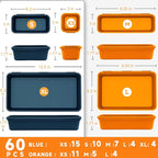 Tool Box Organizer Tray, Toolbox Desk Drawer Organizer, Tool Box Tray, Toolbox Organization Storage for Rolling Tool Chest (60PCS (Blue+Orange))