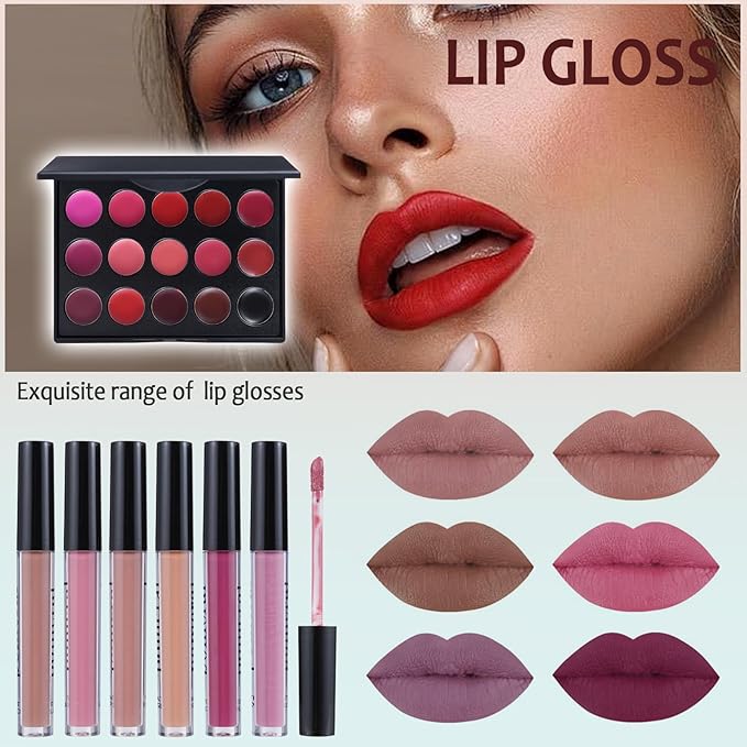 Makeup Kit For Women Full kit, Makeup Set For Teen Girls Eyeshadow Lip gloss Lipstick Make up Brushes Eyebrow Eyeliner Pen Liquid Concealer Foundation Primer Puff Eye shadow Shields Eye Brow Stencil-VeraVaultWomen