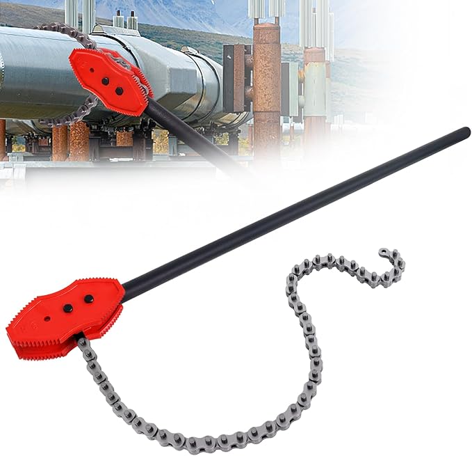 YHK Chain Pipe Wrench, 64” Heavy Duty Chain Tongs with 64" Chain Length, Heavy-Duty Chain Wrench for Pipe Installation, Repair, and Maintenance, Fit for 2"-12" Pipe Diameters