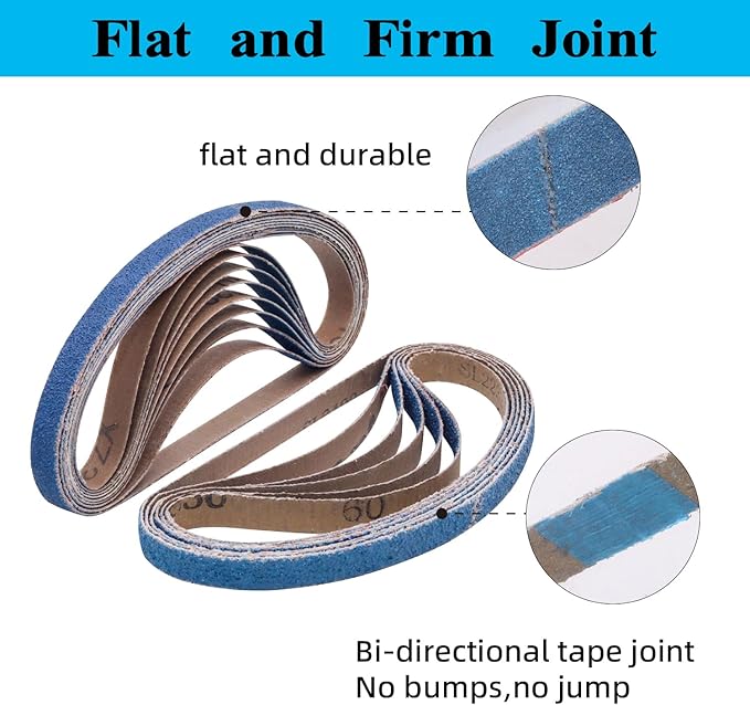 15 Pcs 1 x 30 Inch Sanding Belts Zirconia, 1x30 Sanding Belts, 3 Each of 40/60/80/100/120 Assorted Grits Sander Belts for Belt Sander