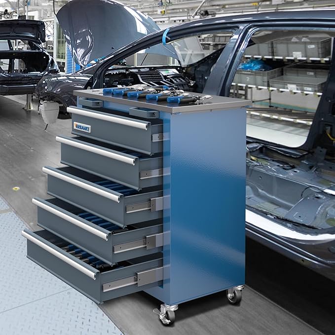 5-Drawer Rolling Tool Chest,Tool Chest on Wheels and Keyed Locking System,Tool Cabinet with Stainless Counter Top and Drawer Liners,Special Link Buckle for Connecting,for Home,Garage