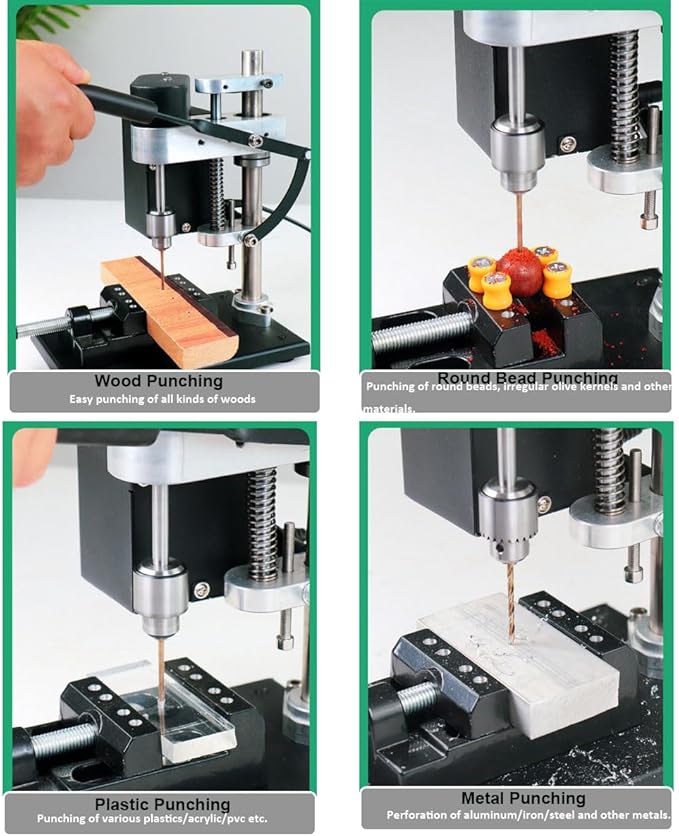 Benchtop Drill Press, Mini Drill Press, Portable Electric Drilling Machine Adjustable 7-Speed, CNC 775 Motor B10 Chuck 0.6-6mm Metal Wooden DIY Jewelry Making Crafts Tool