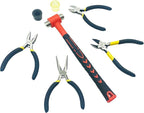 BOOSDEN 5-Piece Pliers Set Including 25mm Rubber mallet, 5" Wire Cutters, 5" Needle Nose Pliers, 5" Diagonal Cutters, 5" Linemans Pliers for DIY & Home Use
