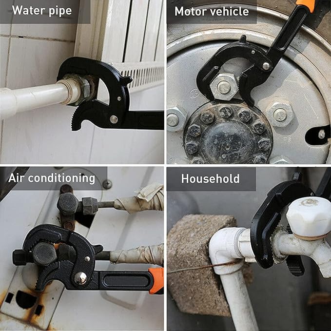 2 Pcs Multi-function Universal Wrench Set Self Adjusting Spanner Quick Power Grip Pipe Wrench for Auto Repair and Home Maintenance