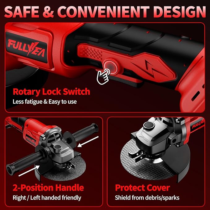 Cordless Angle Grinder Kit, 4-1/2" Power Angle Grinders with 2 * 4.0Ah Battery & 12000RPM Brushless Motor, Metal Grinder with Cutting Wheels, Electric Grinder Tool Set for Cutting, Grinding