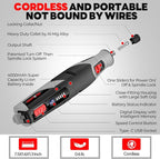 Cordless 4V Rotary Tool Kit, PHALANX Rotary Tools 80 PCS Accessories 4000mAh Li-Ion Battery, Type-C Charging 9 Speed Engraving Tool for Wood Cutting Sanding Crafts Carving Resin Polishing