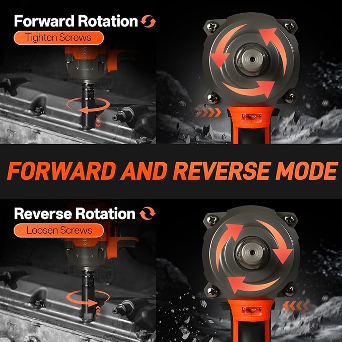 COMOWARE 20V Brushless Impact Wrench, 650N.m (480 ft-lbs) Power Cordless Impact Gun with 4.0Ah Battery & Fast Charger, 1/2" Compact Design, 3-Speed Control (0-3000 RPM), LED Light, 6Pcs Sockets