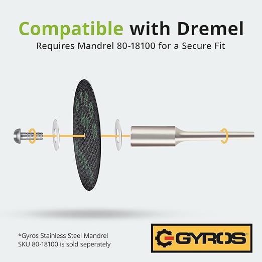GYROS Cut-Off Wheels for Rotary Tools – 2.5” Super-Tensile Fiberglass Reinforced, 12-Pack | Cuts Stainless Steel, Titanium, Nickel, Carbon & Chrome Alloys | Made in USA 11-42502/12