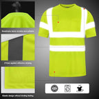 High Visibility Class 3 T Shirts，Hi Vis Safety Shirts with Reflective Strips and Pocket, Short Sleeve Quick Dry Mesh Construction Work Shirt for Men/Women Lime,4XL