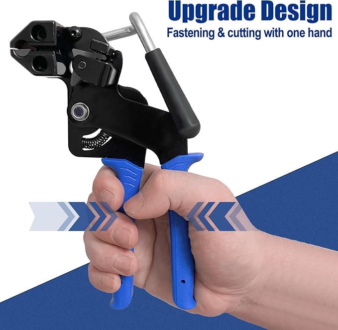 Metal Zip Ties Tool Gun - Trivd Frol One Hand Operation Metal Cable Tie Gun for Fastening Cutting Stainless Steel Zip Ties, Comes With 100pcs Self-Locking Metal Zip Ties Heavy Duty Outdoor, Scissors